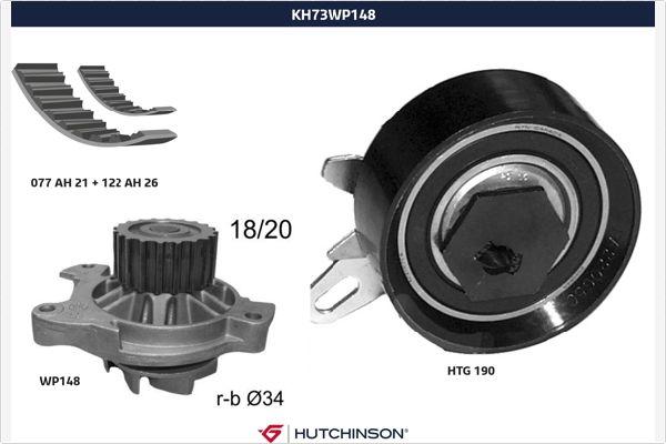 Hutchinson KH 73WP148 - Водяний насос + комплект зубчатого ременя avtolavka.club