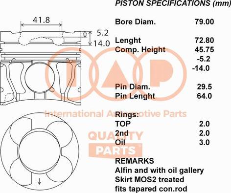 IAP QUALITY PARTS 100-09140 - Поршень avtolavka.club