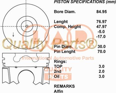 IAP QUALITY PARTS 100-06065 - Поршень avtolavka.club