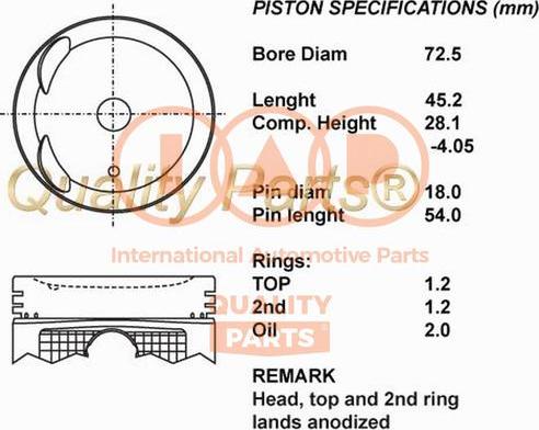 IAP QUALITY PARTS 100-03101 - Поршень avtolavka.club