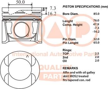 IAP QUALITY PARTS 100-13220 - Поршень avtolavka.club