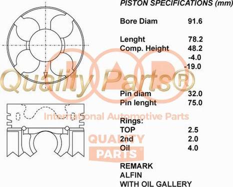 IAP QUALITY PARTS 100-12035 - Поршень avtolavka.club