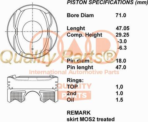 IAP QUALITY PARTS 100-17008 - Поршень avtolavka.club