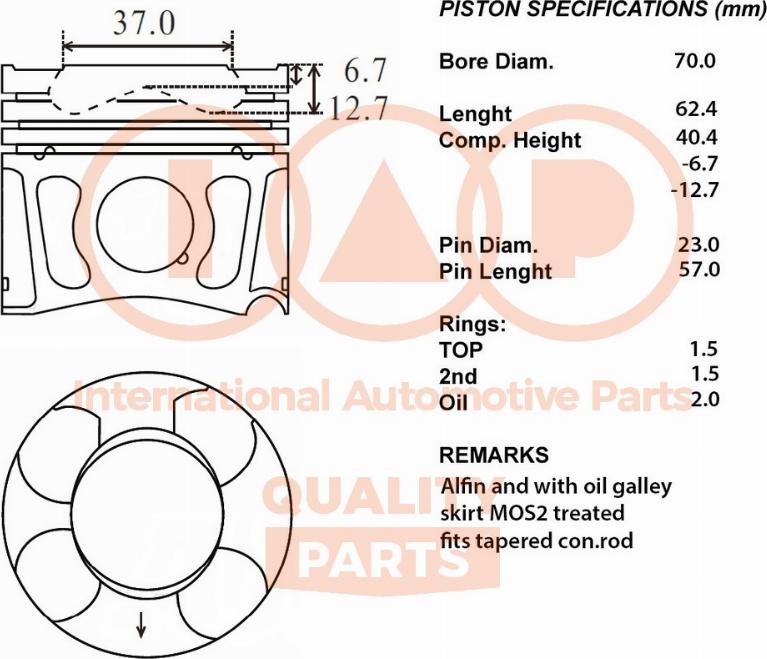 IAP QUALITY PARTS 100-20081 - Поршень avtolavka.club