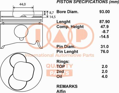 IAP QUALITY PARTS 101-09020 - Поршень avtolavka.club