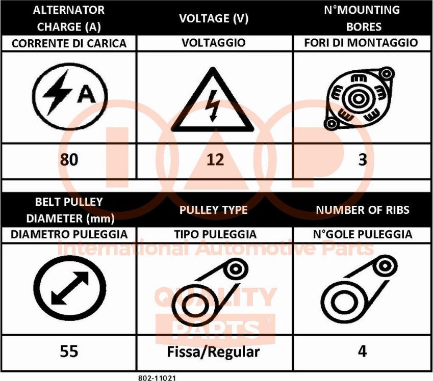 IAP QUALITY PARTS 802-11021 - Генератор avtolavka.club