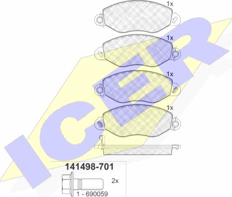 Icer 141498-701 - Гальмівні колодки, дискові гальма avtolavka.club