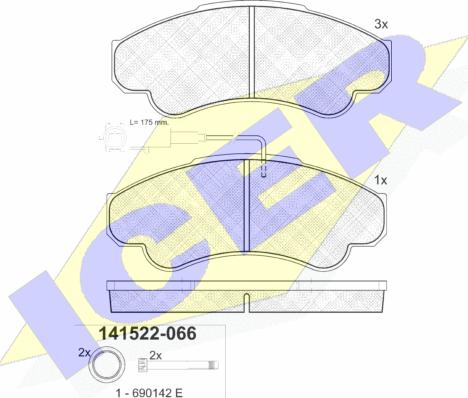 Icer 141522 - Гальмівні колодки, дискові гальма avtolavka.club