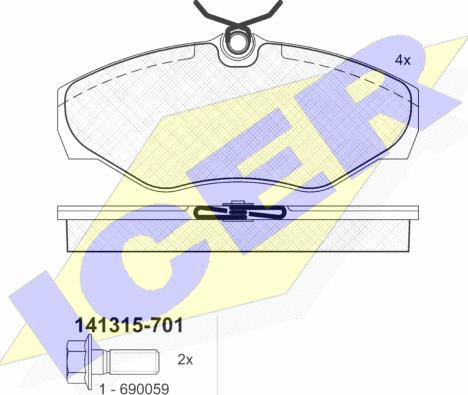 Icer 141315-701 - Гальмівні колодки, дискові гальма avtolavka.club