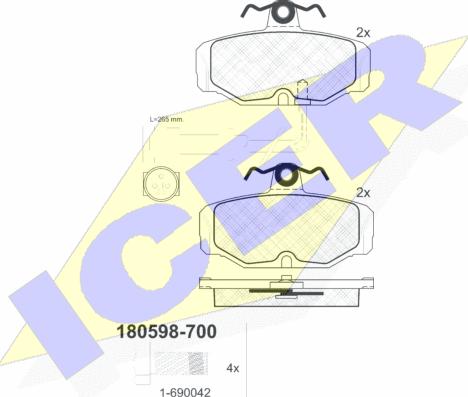 Icer 180598-700 - Гальмівні колодки, дискові гальма avtolavka.club