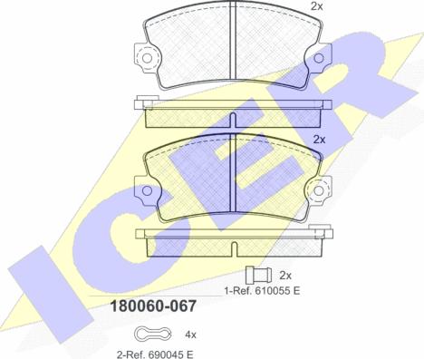 Icer 180060-067 - Гальмівні колодки, дискові гальма avtolavka.club