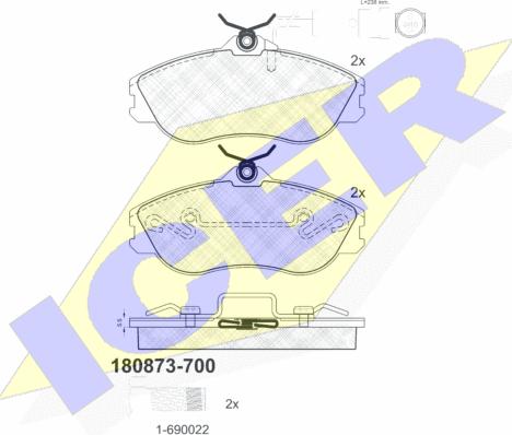 Icer 180873-700 - Гальмівні колодки, дискові гальма avtolavka.club