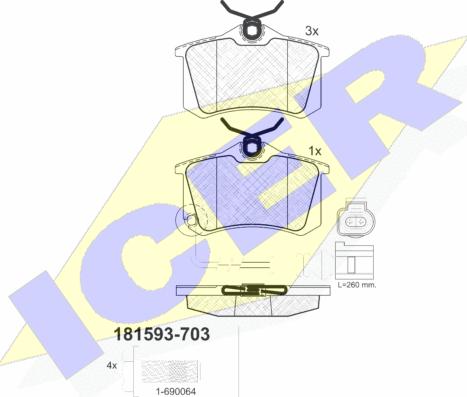 Icer 181593-703 - Гальмівні колодки, дискові гальма avtolavka.club