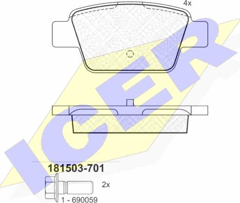 Icer 181503-701 - Гальмівні колодки, дискові гальма avtolavka.club