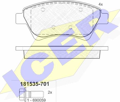 Icer 181535-701 - Гальмівні колодки, дискові гальма avtolavka.club