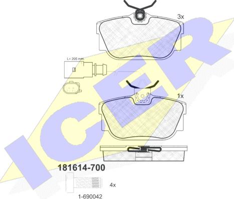 Icer 181614-700 - Гальмівні колодки, дискові гальма avtolavka.club