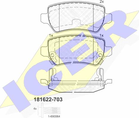 Icer 181622-703 - Гальмівні колодки, дискові гальма avtolavka.club