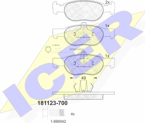 Icer 181123-700 - Гальмівні колодки, дискові гальма avtolavka.club