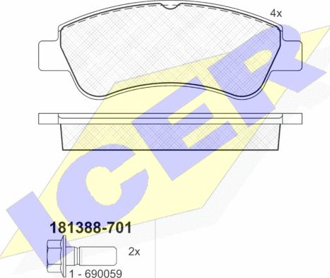 Icer 181388-701 - Гальмівні колодки, дискові гальма avtolavka.club