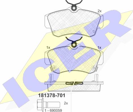 Icer 181378-701 - Гальмівні колодки, дискові гальма avtolavka.club