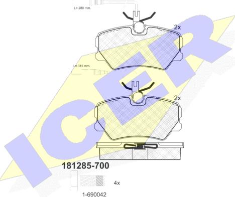 Icer 181285-700 - Гальмівні колодки, дискові гальма avtolavka.club