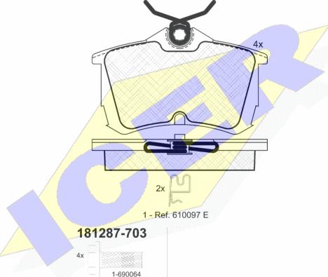 Icer 181287-703 - Гальмівні колодки, дискові гальма avtolavka.club