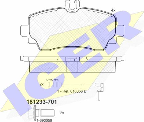 Icer 181233-701 - Гальмівні колодки, дискові гальма avtolavka.club