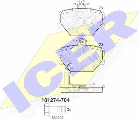 Icer 181274-704 - Гальмівні колодки, дискові гальма avtolavka.club