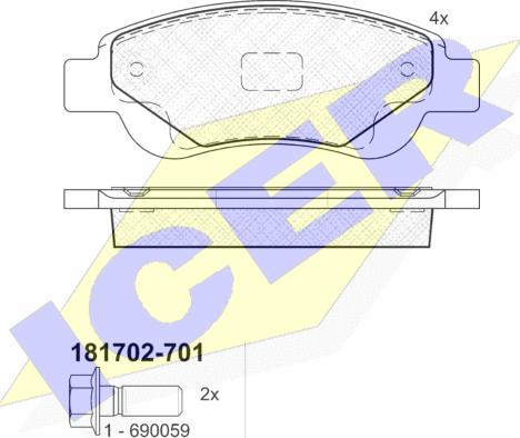 Icer 181702-701 - Гальмівні колодки, дискові гальма avtolavka.club