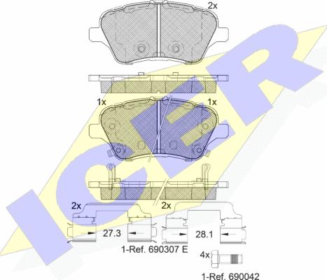 Icer 182108-203 - Гальмівні колодки, дискові гальма avtolavka.club