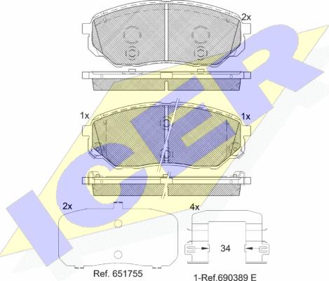 Icer 182244 - Гальмівні колодки, дискові гальма avtolavka.club