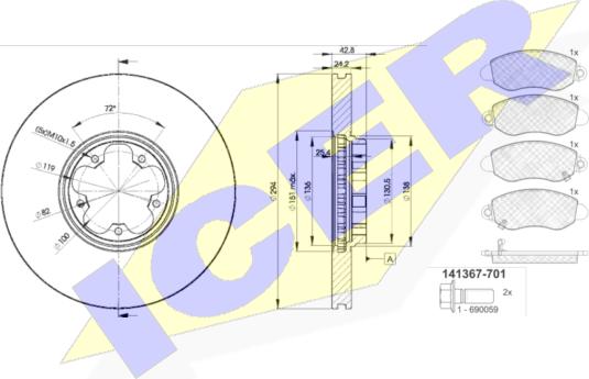 Icer 31367-5613 - Комплект гальм, дисковий гальмівний механізм avtolavka.club