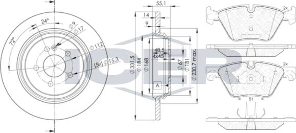 Icer 32002-3555 - Комплект гальм, дисковий гальмівний механізм avtolavka.club