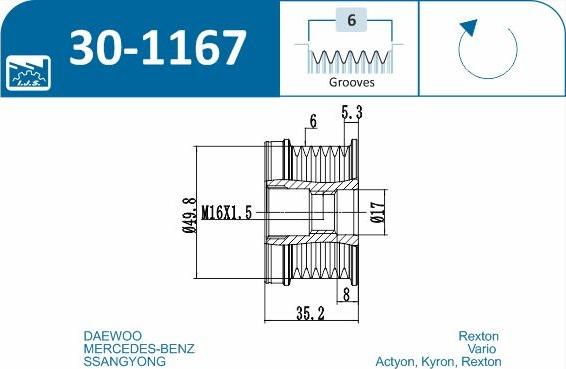 IJS GROUP 30-1167 - Ремінний шків, генератор avtolavka.club