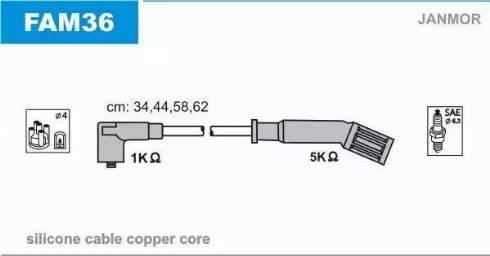 Janmor FAM36 - Комплект проводів запалювання avtolavka.club