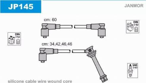 Janmor JP145 - Комплект проводів запалювання avtolavka.club