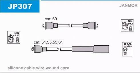 Janmor JP307 - Комплект проводів запалювання avtolavka.club