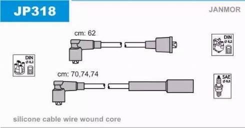Janmor JP318 - Комплект проводів запалювання avtolavka.club