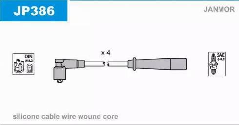 Janmor JP386 - Комплект проводів запалювання avtolavka.club