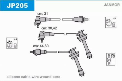 Janmor JP205 - Комплект проводів запалювання avtolavka.club