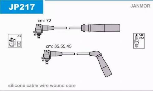 Janmor JP217 - Комплект проводів запалювання avtolavka.club