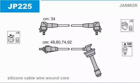 Janmor JP225 - Комплект проводів запалювання avtolavka.club