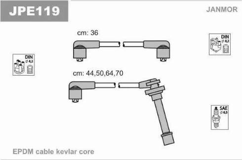 Janmor JPE119 - Комплект проводів запалювання avtolavka.club