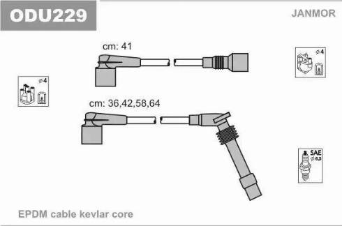 Janmor ODU229 - Комплект проводів запалювання avtolavka.club