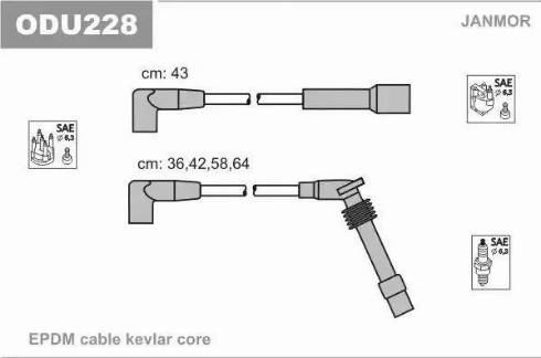 Janmor ODU228 - Комплект проводів запалювання avtolavka.club