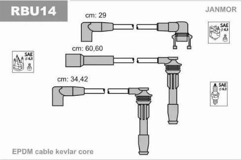 Janmor RBU14 - Комплект проводів запалювання avtolavka.club