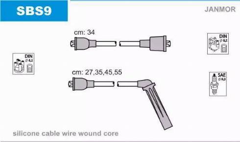Janmor SBS9 - Комплект проводів запалювання avtolavka.club