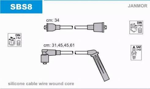 Janmor SBS8 - Комплект проводів запалювання avtolavka.club