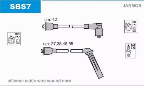 Janmor SBS7 - Комплект проводів запалювання avtolavka.club