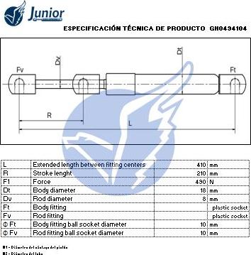 JUNIOR GH0494104 - Газова пружина, кришка багажник avtolavka.club